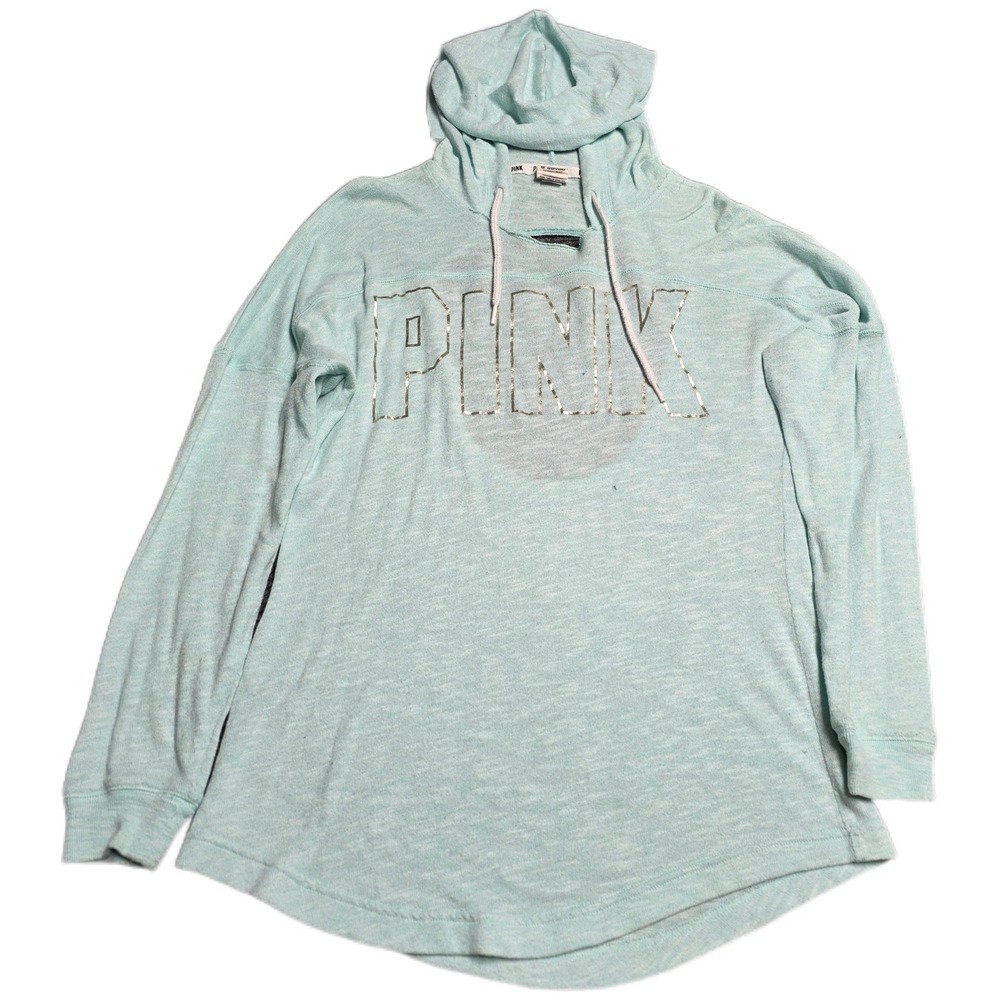 PINK Victoria's Secret Hoodie Sweatshirt Women's Size S Green Cutout Back Logo